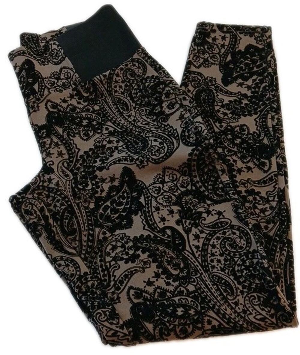 Maurice Black Swirl Pattern Velvet Feel Size Small Inseam 28